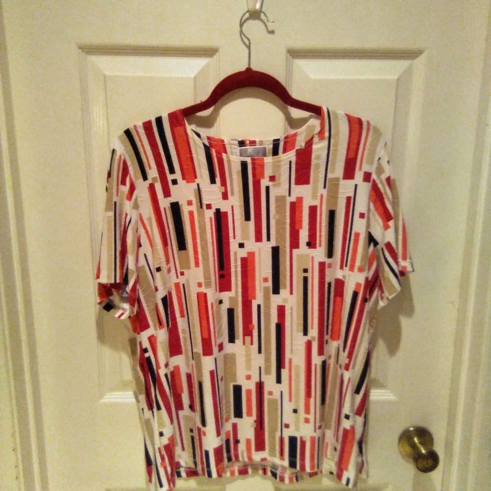 JM Collection Women's Top, Geometric Print Dressy Top, Size 0X